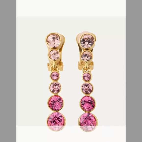 Oscar de la Renta Round Stone Drop Clip-On Earrings